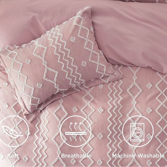 3 Piece Tufted Jacquard Duvet Cover Set - King - Picture 3 of 4